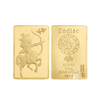 0.5 g investicinio aukso luitas Zodiac - Šaulys, PAMP 999.9