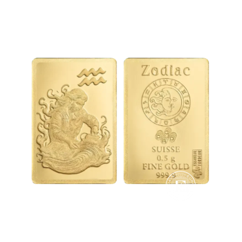 0.5 g investicinio aukso luitas Zodiac - Vandenis, PAMP 999.9