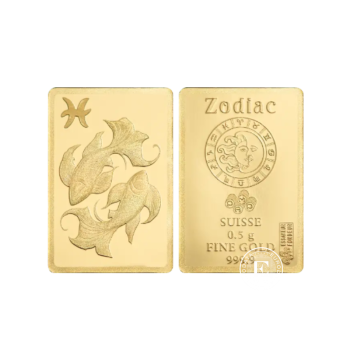 0.5 g investicinio aukso luitas Zodiac - Žuvys, PAMP 999.9