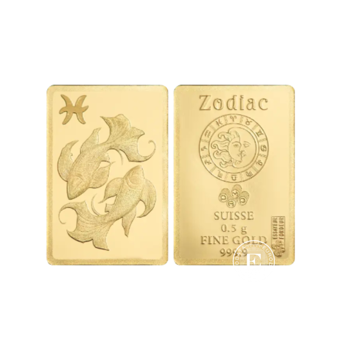 0.5 g gold bar Zodiac - Pisces, PAMP 999.9