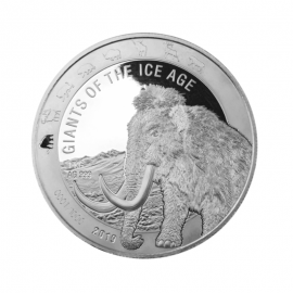 1 kg sidabrinė moneta, Giants of the Ice Age, Vilnoninis mamutas, Ganos Respublika, 2019