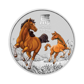 1 kg sidabrinė spalvota moneta Lunar III - Arklio metai, Australija 2026