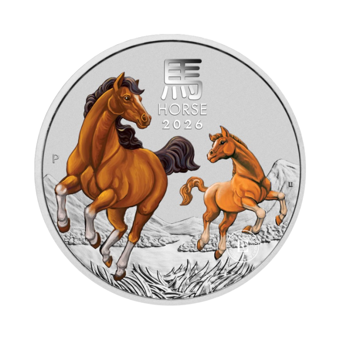1 kg sidabrinė spalvota moneta Lunar III - Arklio metai, Australija 2026