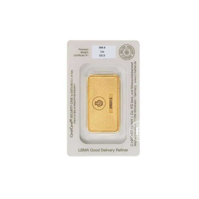 1 oz (31.10 g)  gold bar, C.Hafner 999.9