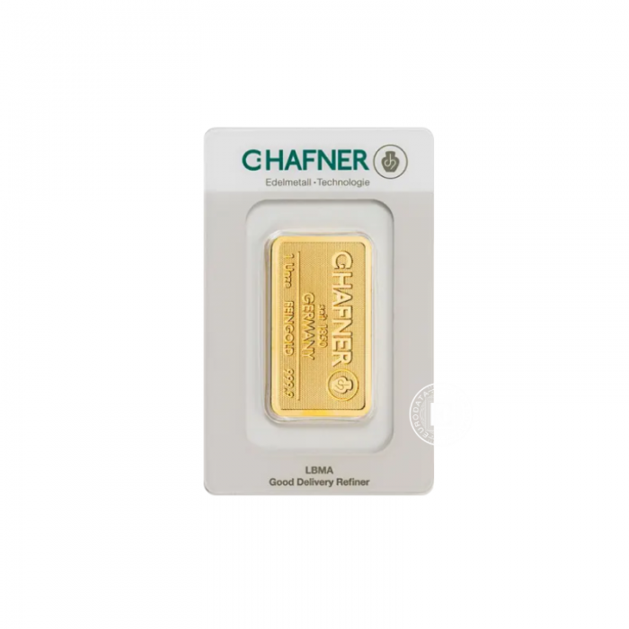 1 oz (31.10 g)  gold bar, C.Hafner 999.9