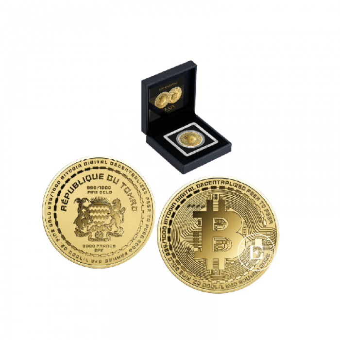 1/1000 oz Goldmünze Bitcoin, Tschad