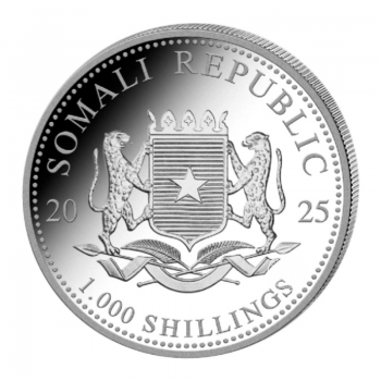 10 oz (311 g) sidabrinė moneta Afrikos laukinė gamta - Dramblys, Somalis 2025