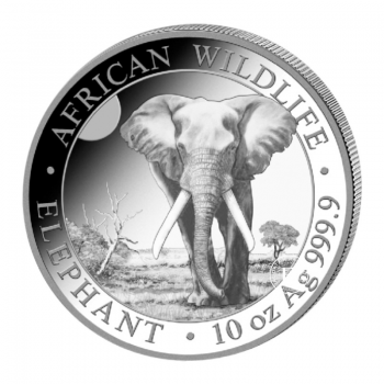10 oz (311 g) sidabrinė moneta Afrikos laukinė gamta - Dramblys, Somalis 2025