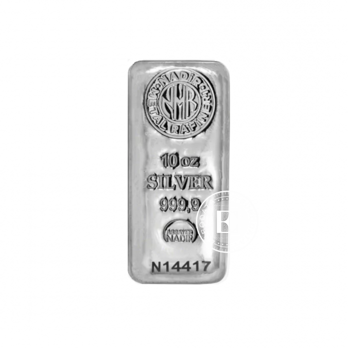 10 oz (311 g) sidabro luitas Nadir Metal Rafineri 999.9