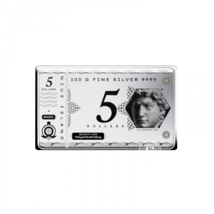 100 g silver coin - bar Note, Pressburg Mint