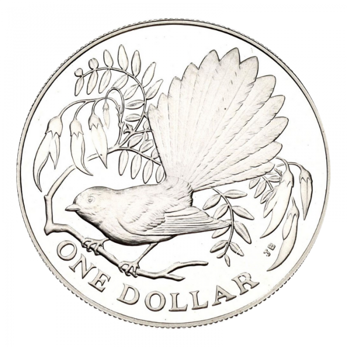 1 Dollar (27.20 g) Silbermünze Fantail, Neuseeland 1980