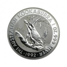 1 oz  (31.10 g) srebrna moneta Kookaburra, Australia 1992