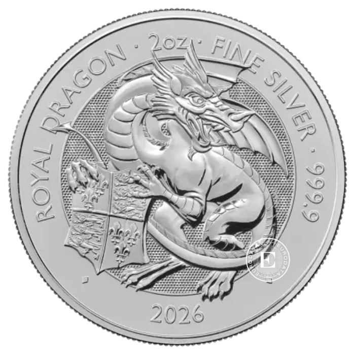 2 oz (62.20 g) sidabrinė moneta Tudor Beasts - Drakonas, Didžioji Britanija 2026
