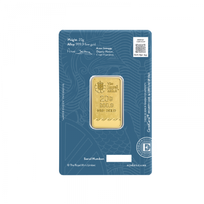 20 g lingot d'or - Britannia, The Royal Mint 999.9