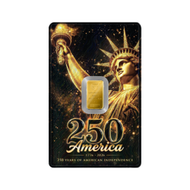 1 g investicinio aukso luitas Amerikos 250 Nepriklausomybės metinės, Germania Mint 999.9