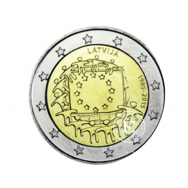 2 Eur moneta 30 rocznica flagi UE, Łotwa 2015