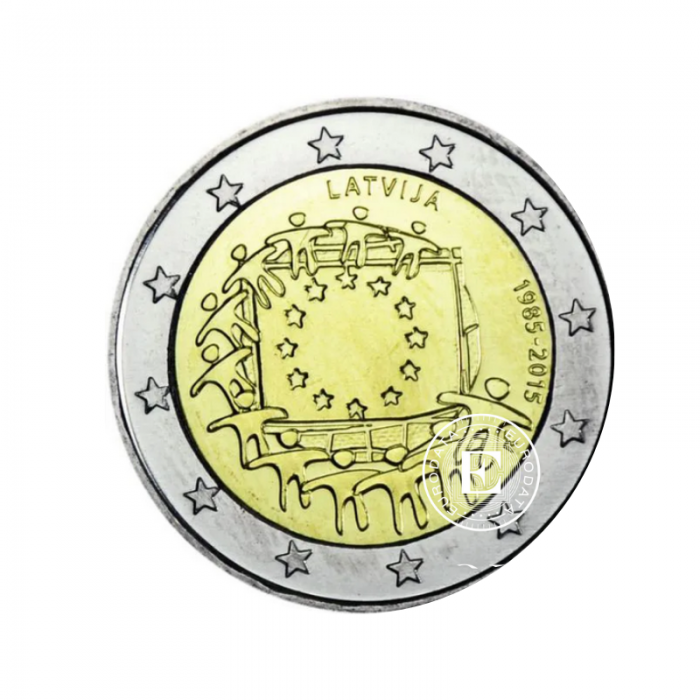 2 Eur Münze 30 Jahrestag der EU Flagge, Lettland 2015