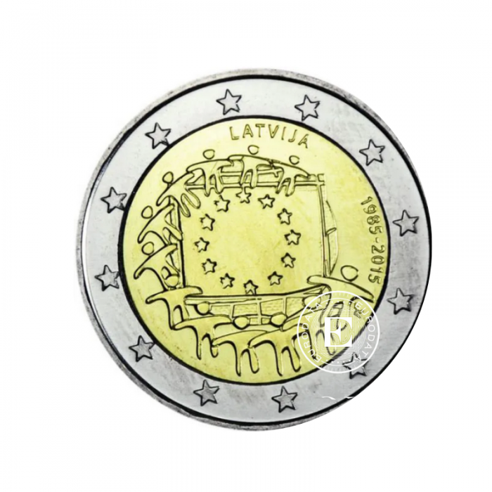  2 Eur pièce 30e anniversaire du drapeau de l'UE, Lettonie 2015