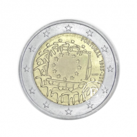 2 Eur Münze 30 Jahrestag der EU Flagge, Portugal 2015