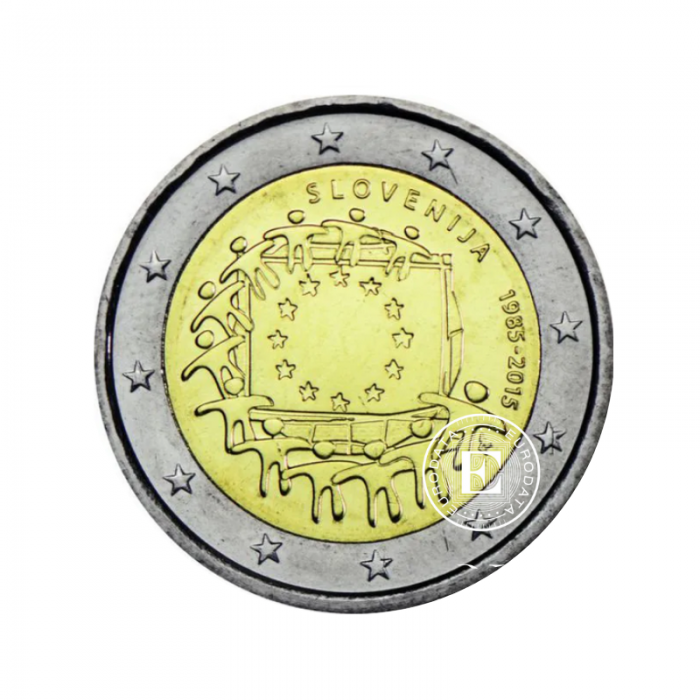 2 Eur Münze 30 Jahrestag der EU Flagge, Slowenien 2015