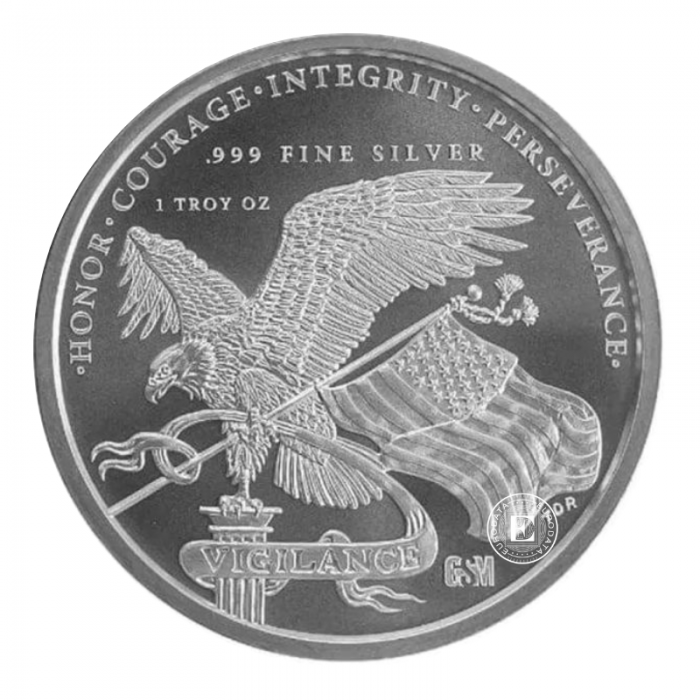 1 oz (31.10 g) sidabrinis medalis (round) Donald Trump 45-asis Jungtinių Valstijų prezidentas, JAV 