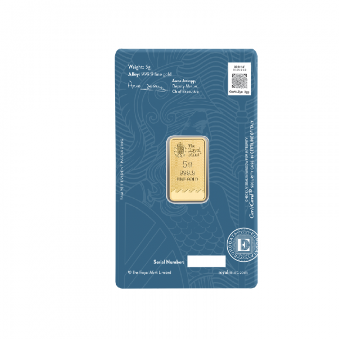 5 g aukso luitas - Britannia, The Royal Mint 999.9