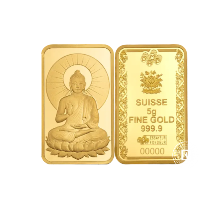 5 g investicinio aukso luitas Buddha, PAMP 999.9