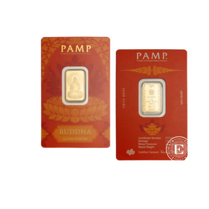 5 g investicinio aukso luitas Buddha, PAMP 999.9