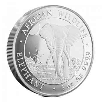 5 oz (155.50 g) sidabrinė moneta Afrikos laukinė gamta - Dramblys, Somalis 2025