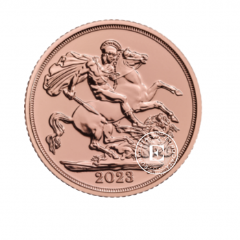 Złota moneta 7.98 g suweren Król Karol III z koroną, Wielka Brytania 2023