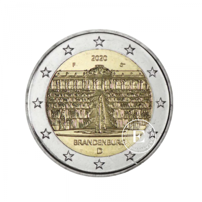 2 Eur Münze Brandenburg - Schloss Sanssouci - F, Deutschland 2020