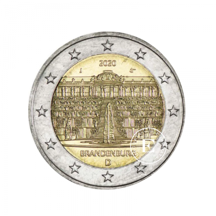 2 Eur moneta Brandenburg - Pałac Sanssouci - J, Niemcy 2020