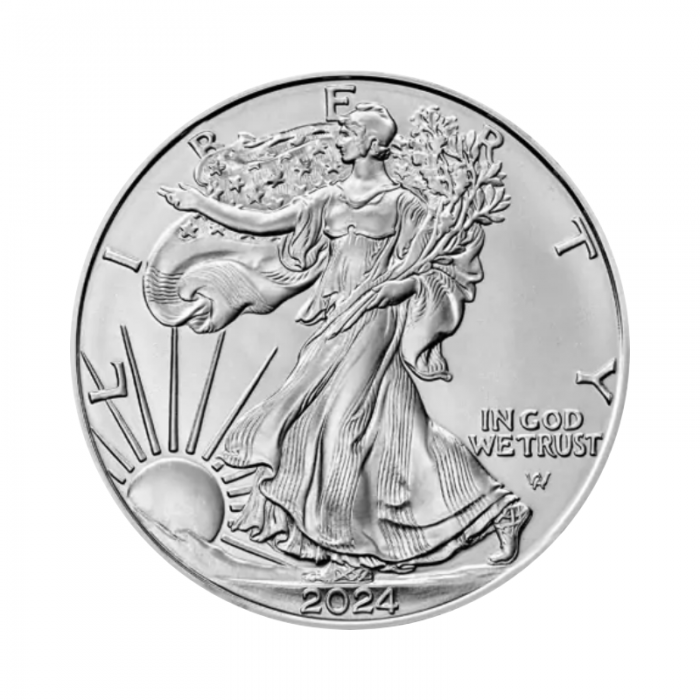 1 oz sidabrinė moneta Amerikos Erelis, JAV (atsitiktiniai metai) (Tūba)