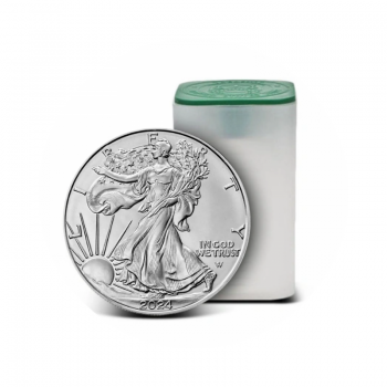 1 oz (31.10 g) pièce d'argent American Eagle, USA 2024 (tube)