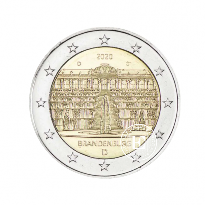 2 Eur moneta Brandenburg - Pałac Sanssouci - D, Niemcy 2020