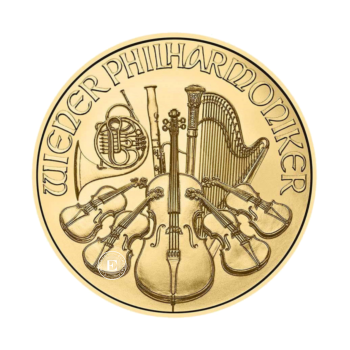 1 oz Austrijos Filharmonija (Vienos Filharmonija) investicinė aukso moneta 999.9 (atsitiktiniai metai)