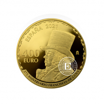400 eurų (27 g) auksinė PROOF moneta 275-osios Francisco de Goya metinės, Ispanija 2021