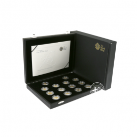 14 puonds (133 g) set of  silver coins The Royal Mint 25th anniversary, Great Britain 2008 (partially gilded)
