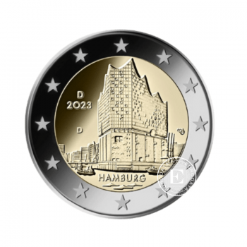 2 Eur moneta Hamburg Elbphilharmonie - D, Vokietija 2023 