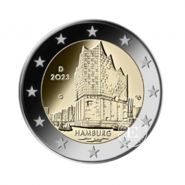 2 Eur moneta Hamburg Elbphilharmonie - G, Vokietija 2023 