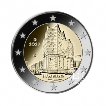 2 Eur moneta Hamburg Elbphilharmonie - G, Vokietija 2023 