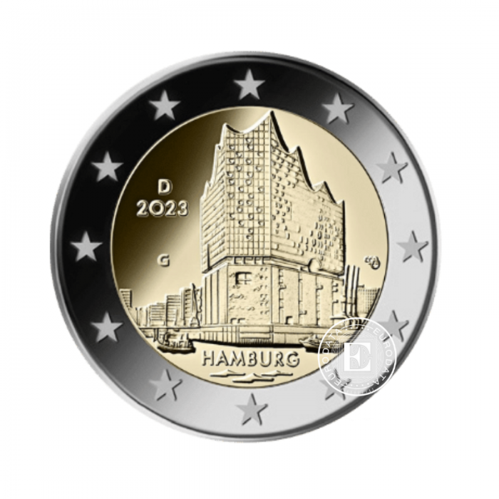 2 Eur moneta Hamburg Elbphilharmonie - G, Niemcy 2023 