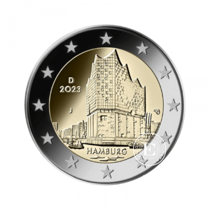 2 Eur coin Hamburg Elbphilharmonie - J, Germany 2023 