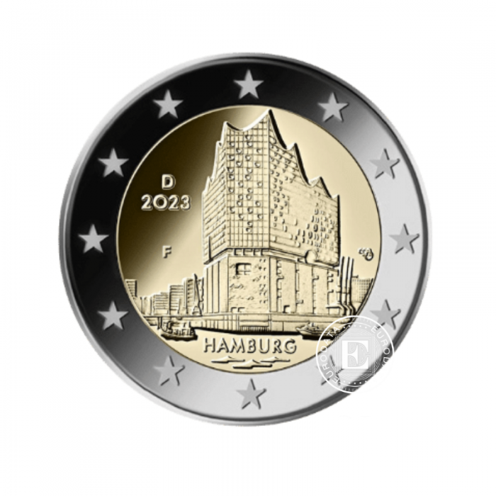 2 Eur coin Hamburg Elbphilharmonie - F, Germany 2023 