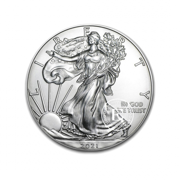 1 oz (31.10 g) srebrna moneta American Eagle, USA 2021 (stary wzór)