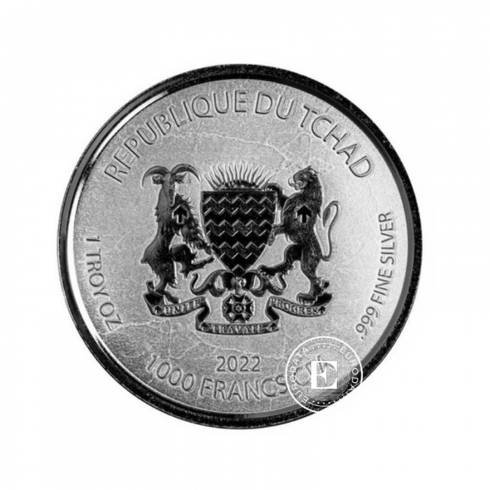 1 oz (31.10 g) sidabrinė moneta Egipto relikvija Kek, Čadas 2022 