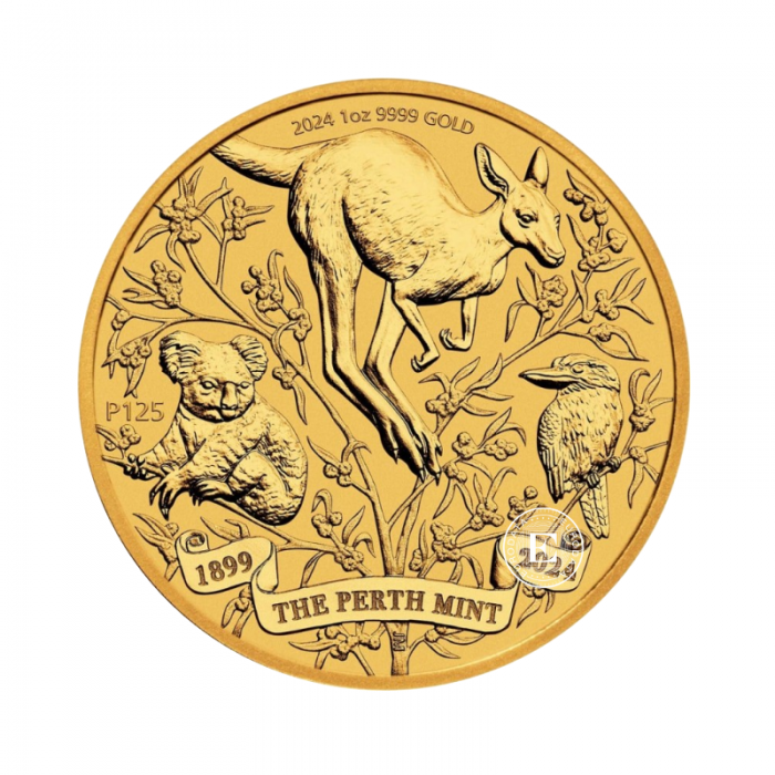 1 oz (31.10 g) auksinė moneta Perth Mint 125-osios metinės, Australija 2024