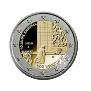  2 Eur pièce Les 50 ans de Kniefall von Warschau de Willy Brandt - A, Allemagne 2020