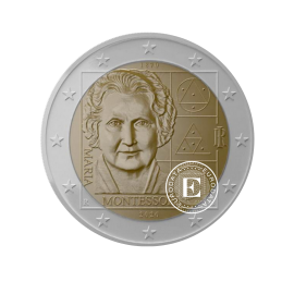 2 Eur moneta 150-osios Marijos Montessori gimimo metinės, Italija 2020