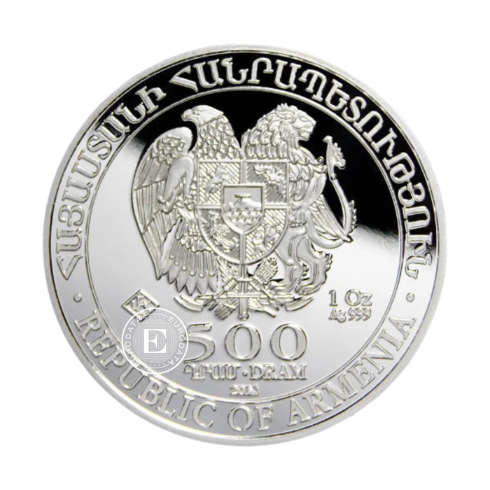 1 oz (31.10 g) sidabrinė moneta Nojaus arka, Armėnija (atsitiktiniai metai)